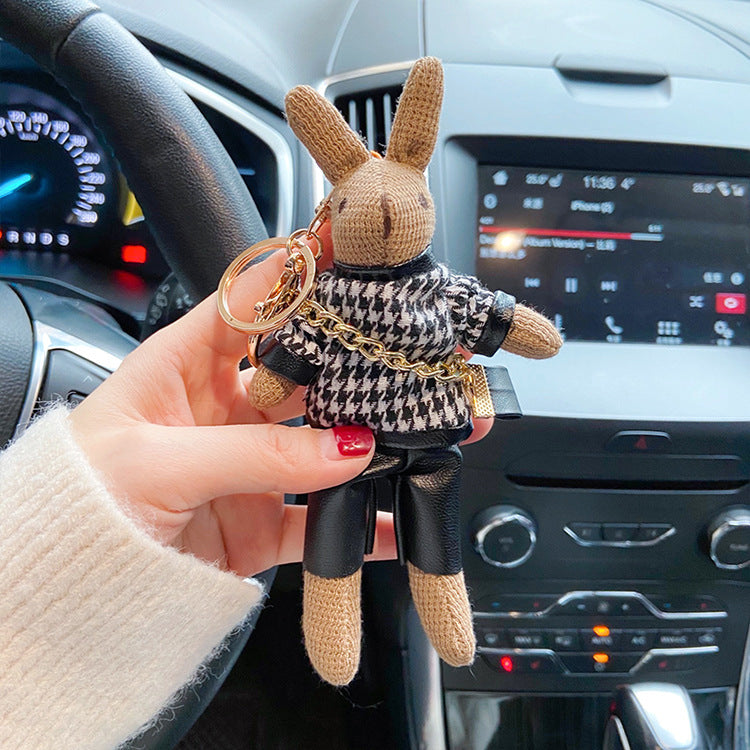 Wholesale Backpack Bunny Figure Cotton Alloy Keychains
